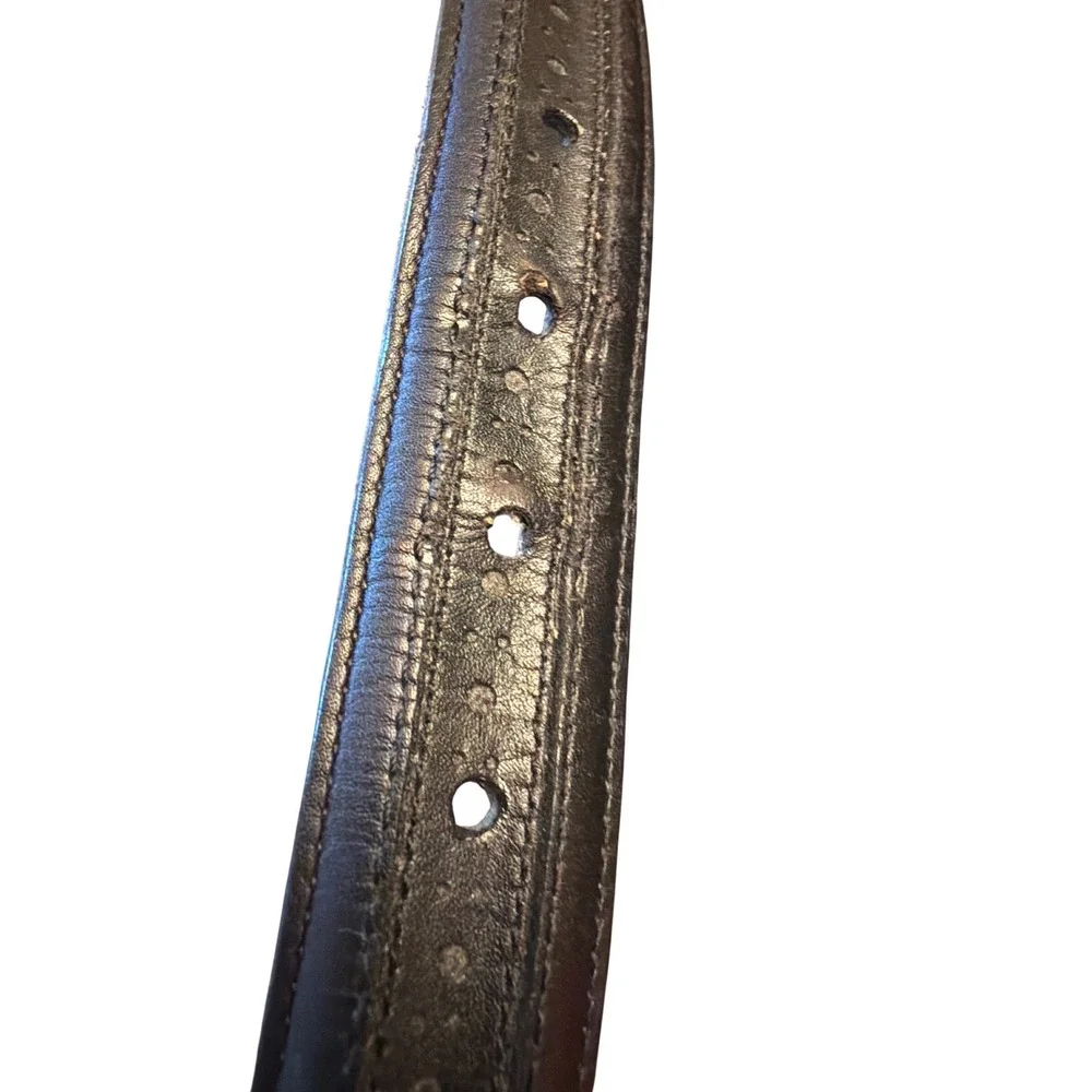 Allen Edmonds Belt Black Italian Calfskin Brogue Perforated Dress Belt 36/90 USA